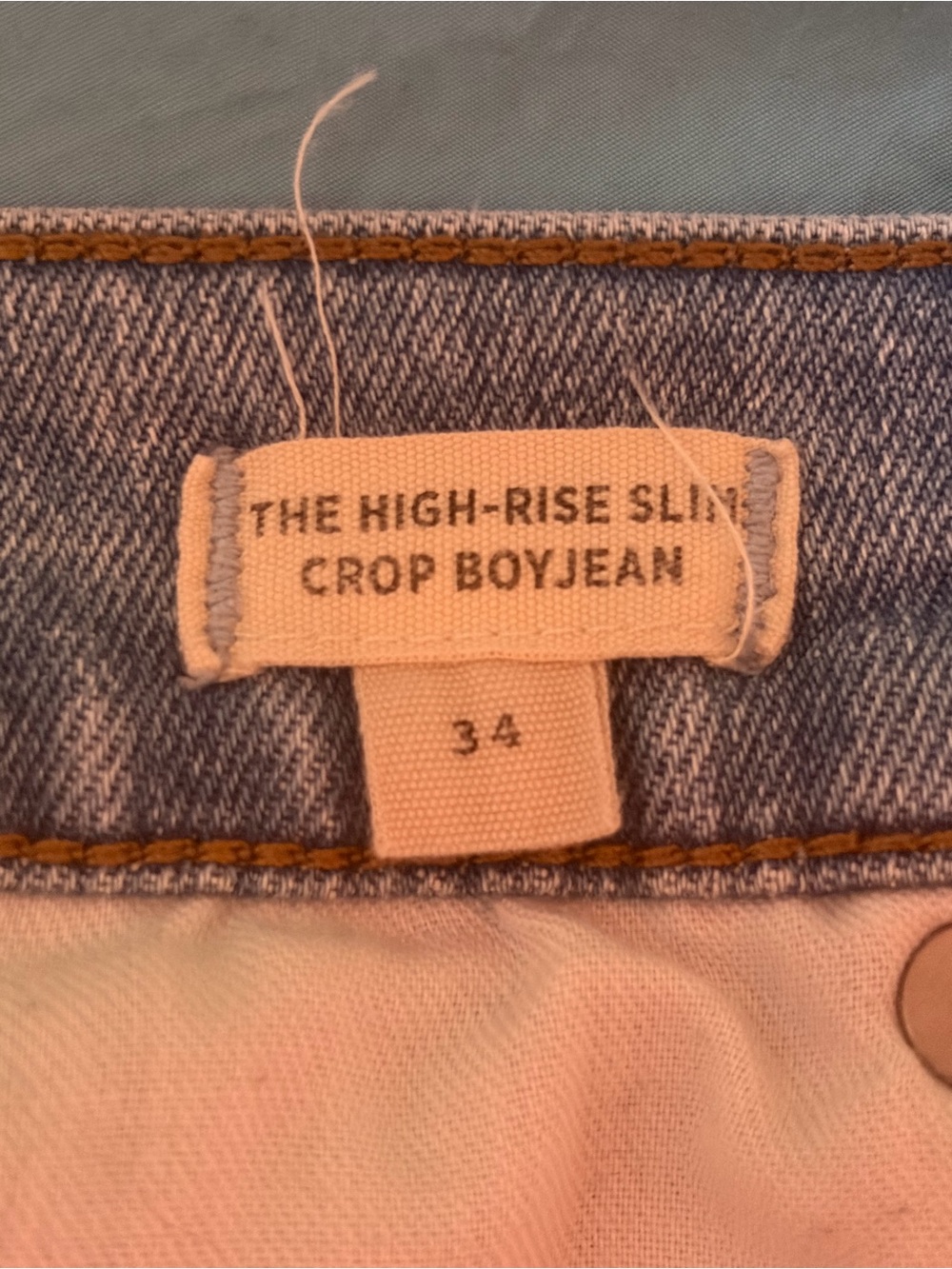 madewell high rise slim crop boyjean size 34 distressed hem light wash - Picture 4 of 4